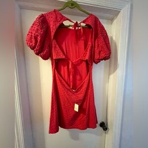 Free people puff sleeve open back dress size xl!